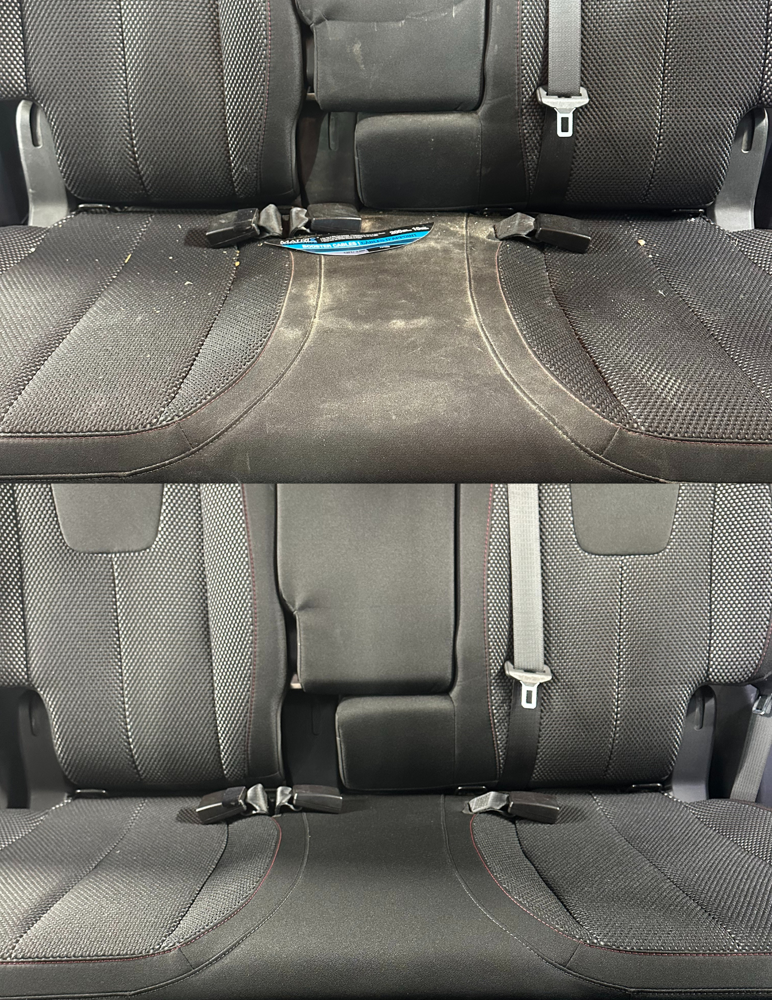 Before and after seat cleaning
